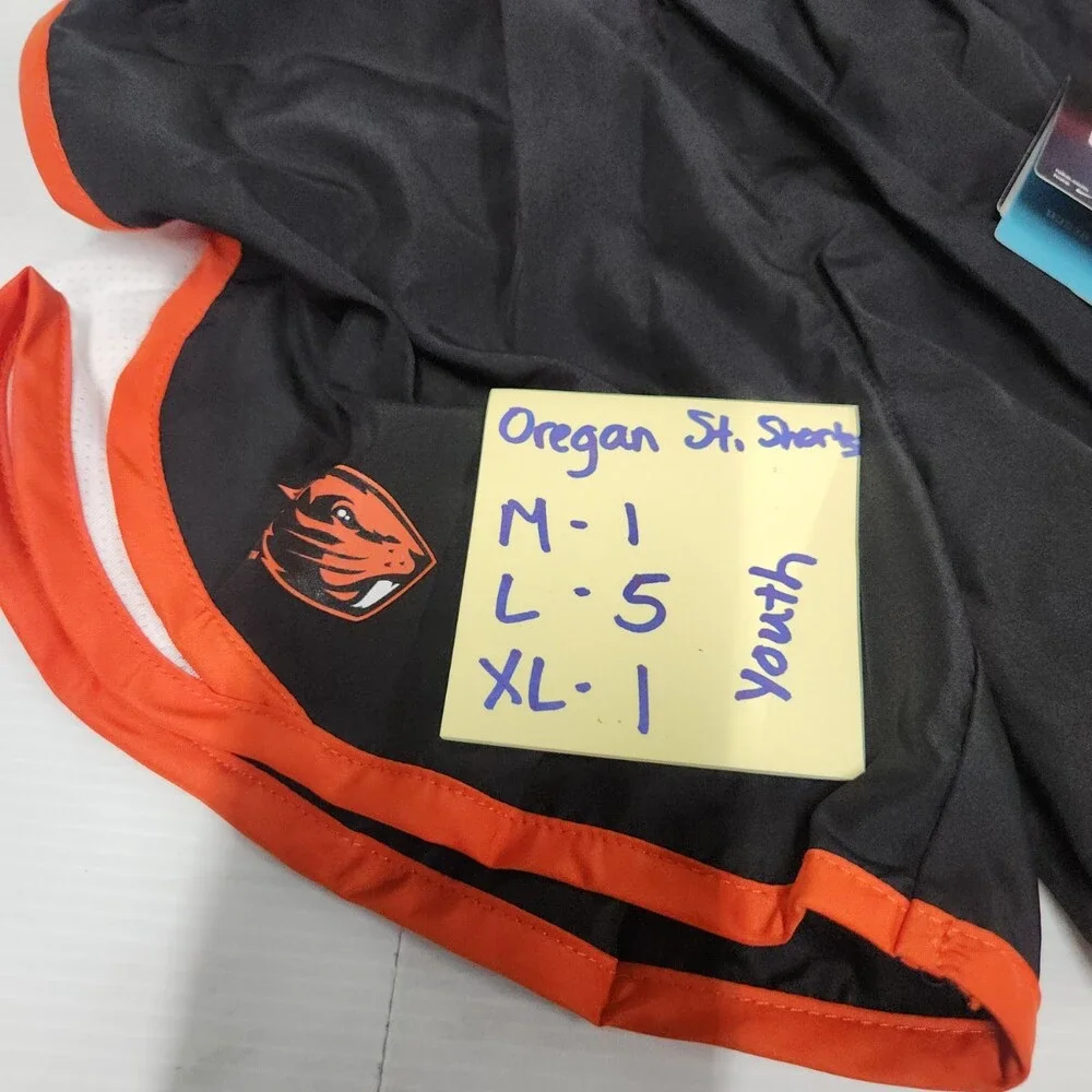 Nike Oregon State Beavers Youth Shorts Black Orange Polyester Size L Kids Fit
